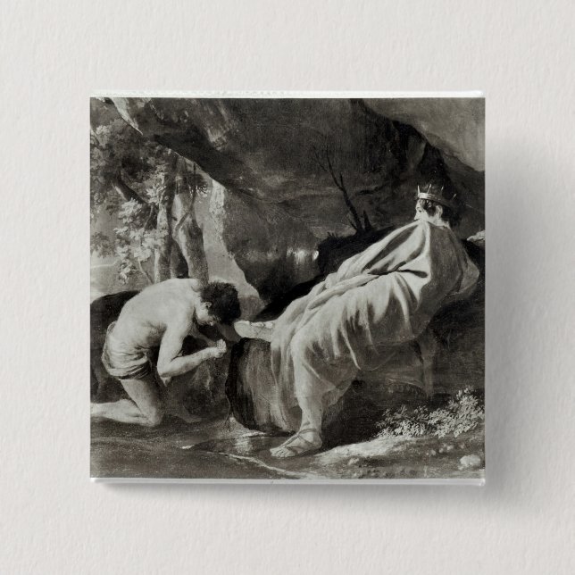 Midas at the source of the River Pactolus 2 Inch Square Button (Front)