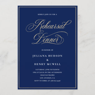 MIDAS - Navy & Gold Rehearsal Dinner Invitation