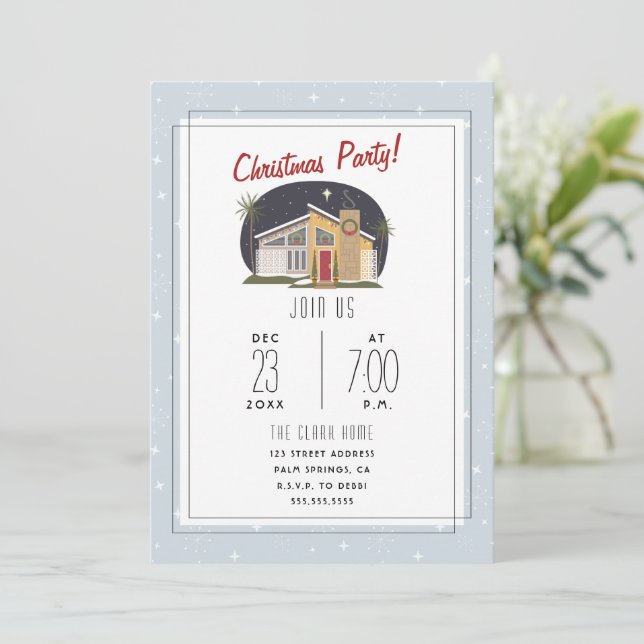 Midcentry Modern Christmas Party Invitation (Standing Front)