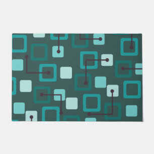 Midcentury 1950s Tiles & Squares Teal Doormat