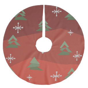 MidCentury Abstract Christmas Trees Brushed Polyester Tree Skirt