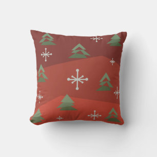 MidCentury Abstract Christmas Trees Throw Pillow