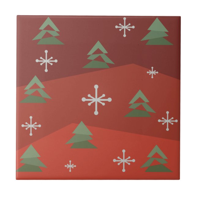 MidCentury Abstract Christmas Trees Tile (Front)
