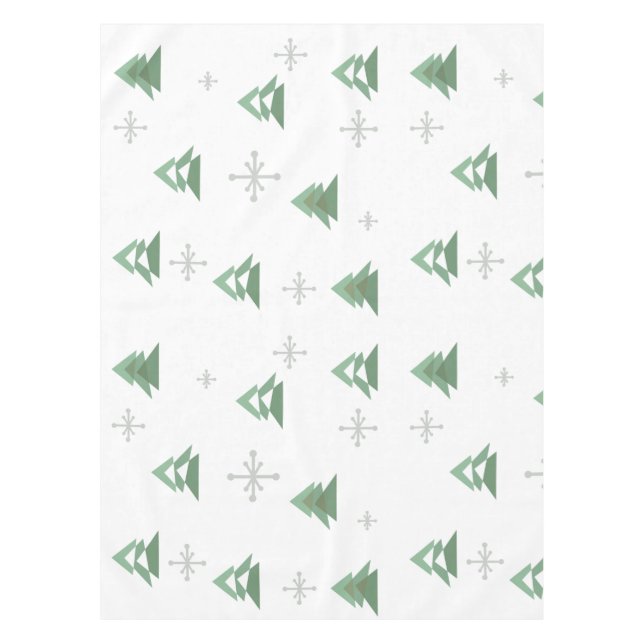 MidCentury Abstract Christmas Trees Winter Tablecloth (Front)