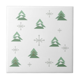 MidCentury Abstract Christmas Trees Winter Tile
