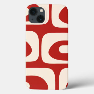 Midcentury Abstract Minimal Red and Cream Piquet iPhone 13 Case