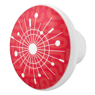 Midcentury Atomic Snowflake Starburst Sputnik MCM Ceramic Knob