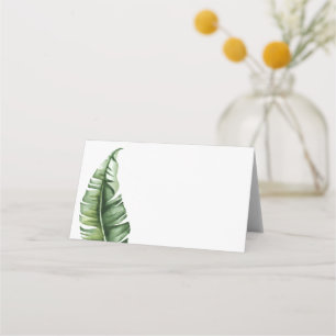 Midcentury Banana Leaf and Cabana Stripes Place Card