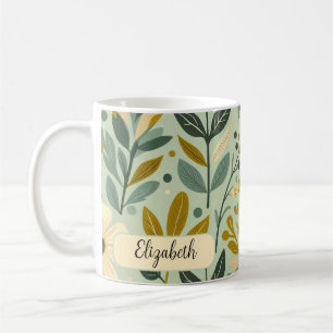 Midcentury Boho Floral Wildflowers Flowers Blue  Coffee Mug