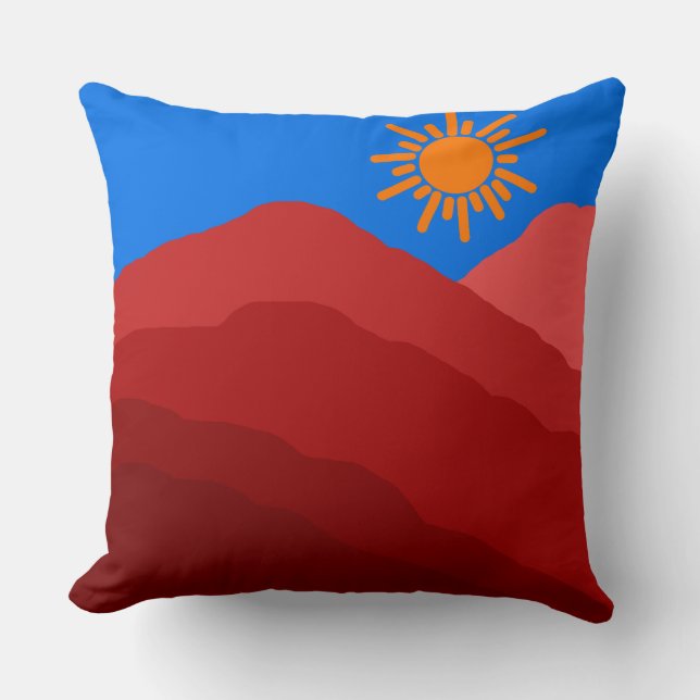 midcentury boho modern retro abstract red mountain throw pillow (Front)
