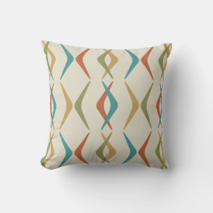 Midcentury Boomerangs Multicolored Light Throw Pillow