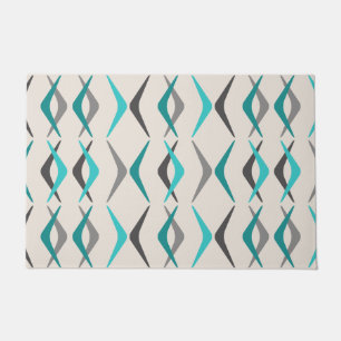 Midcentury Boomerangs Turquoise Doormat