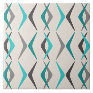 Midcentury Boomerangs Turquoise Tile