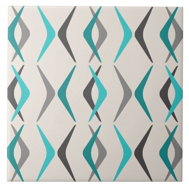 Midcentury Boomerangs Turquoise Tile (Front)
