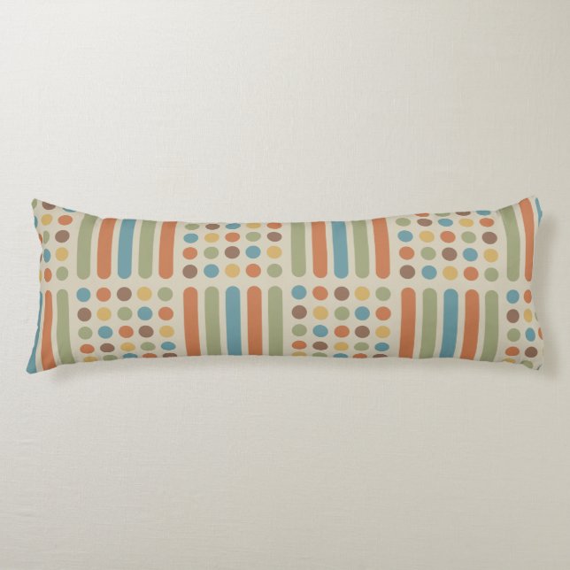 Midcentury Circles Lines Multicolored 1 Body Pillow (Front)