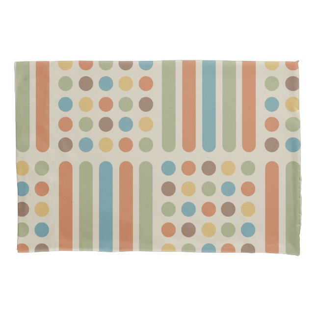 Midcentury Circles Lines Multicolored 1 Pillowcase (Front)