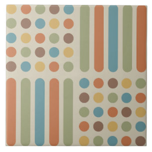 Midcentury Circles Lines Multicolored 1 Tile