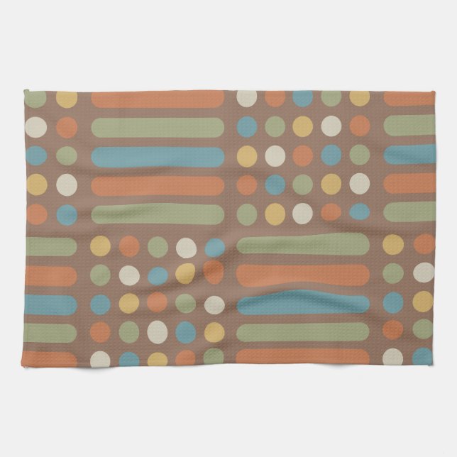 Midcentury Circles Lines Multicolored 2 Kitchen Towel (Horizontal)