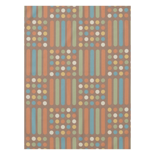 Midcentury Circles Lines Multicolored 2 Tablecloth (Front)