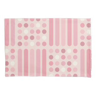Midcentury Circles Lines Pink Vanilla Pillowcase
