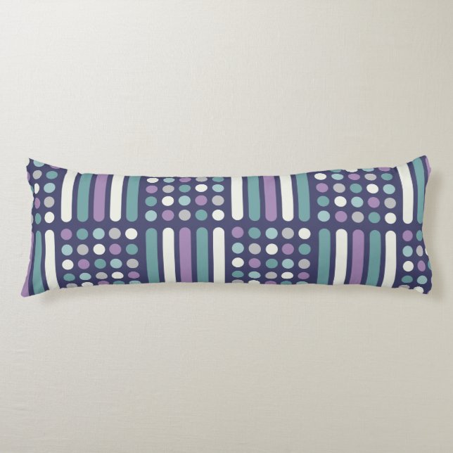 Midcentury Circles Lines Purple Turquoise Body Pillow (Front)