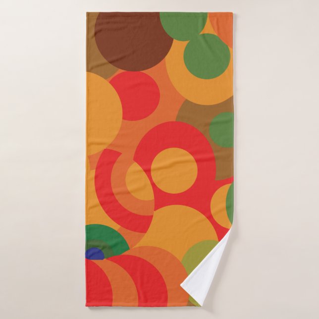 Midcentury Colourful Retro pattern Bath Towel (Bath Towel)