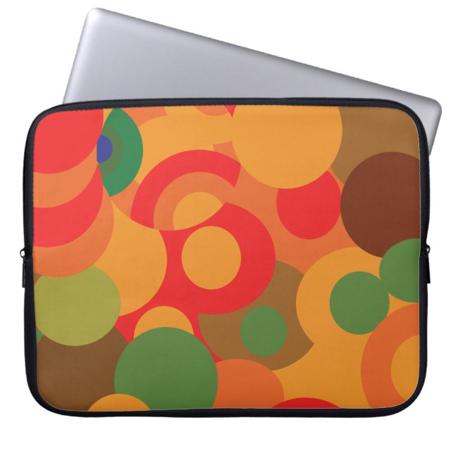 Midcentury colourful retro pattern laptop sleeve (Front)