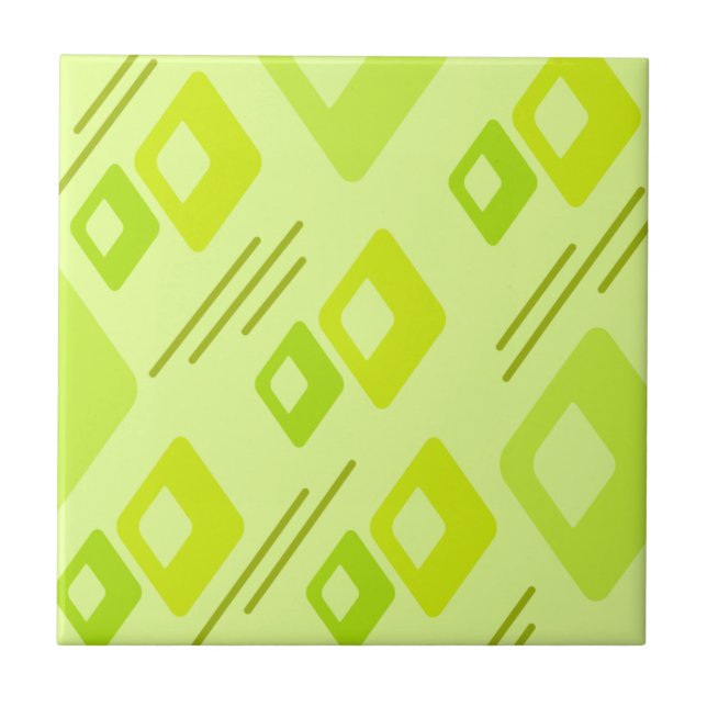 Midcentury Diamonds Art Chartreuse Tile (Front)