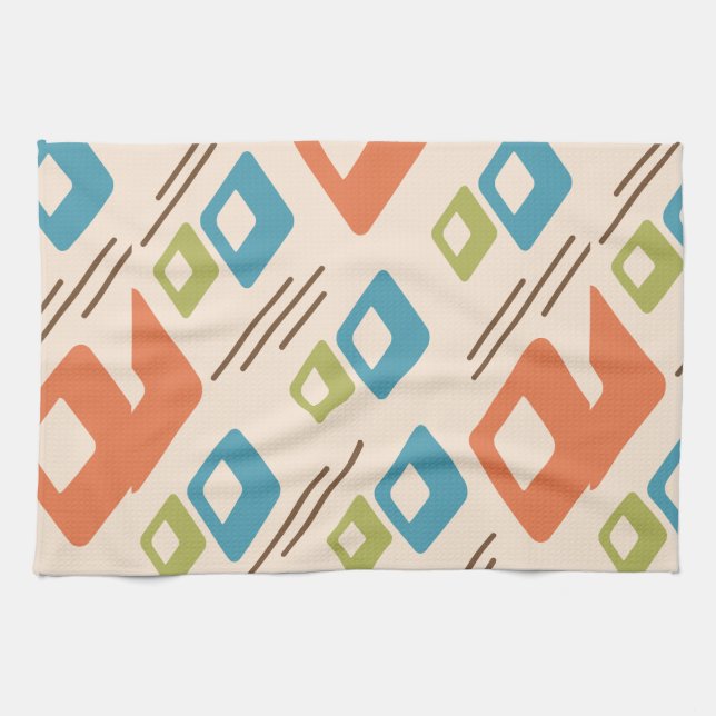 Midcentury Diamonds Art Multicolored Light Kitchen Towel (Horizontal)