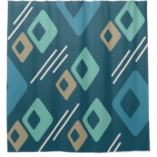 Midcentury Diamonds Art Teal Gold