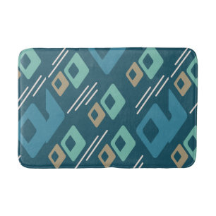 Midcentury Diamonds Art Teal Gold Bath Mat