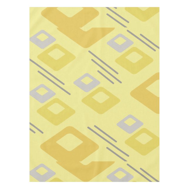 Midcentury Diamonds Art Yellow Tablecloth (Front)