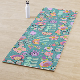 Midcentury Floral Green Yoga Mat