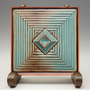 Midcentury Geometric Elegance Earthy Teal Tile