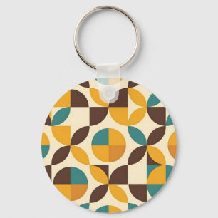 Midcentury Geometric Petal Pattern Keychain