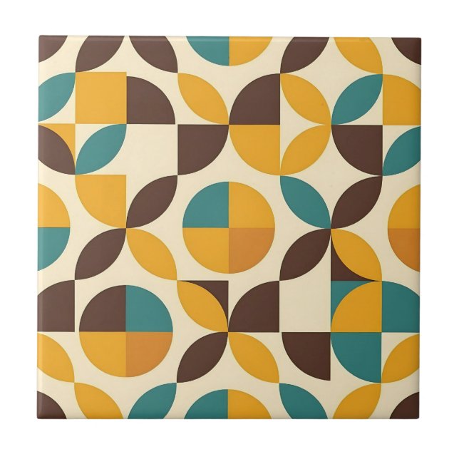 Midcentury Geometric Petal Pattern Tile (Front)