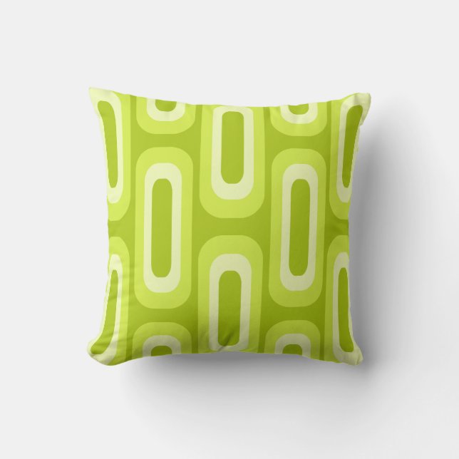 Midcentury Geometric Shapes Chartreuse Throw Pillow (Front)