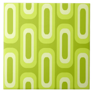 Midcentury Geometric Shapes Chartreuse Tile