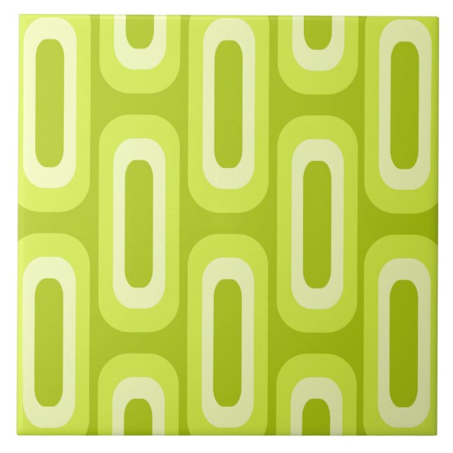 Midcentury Geometric Shapes Chartreuse Tile (Front)