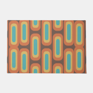 Midcentury Geometric Shapes Multicolored Doormat