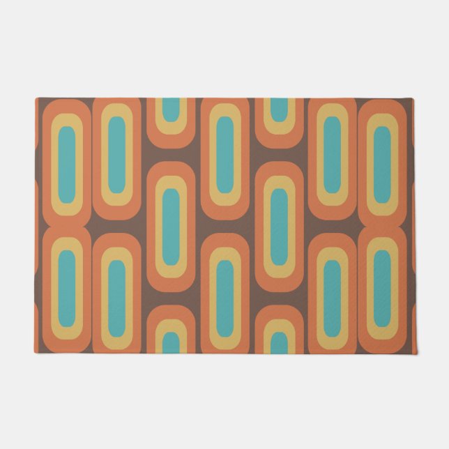 Midcentury Geometric Shapes Multicolored Doormat (Front)