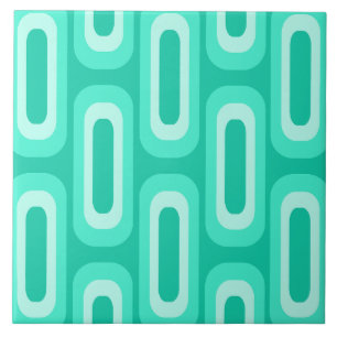 Midcentury Geometric Shapes Turquoise Tile