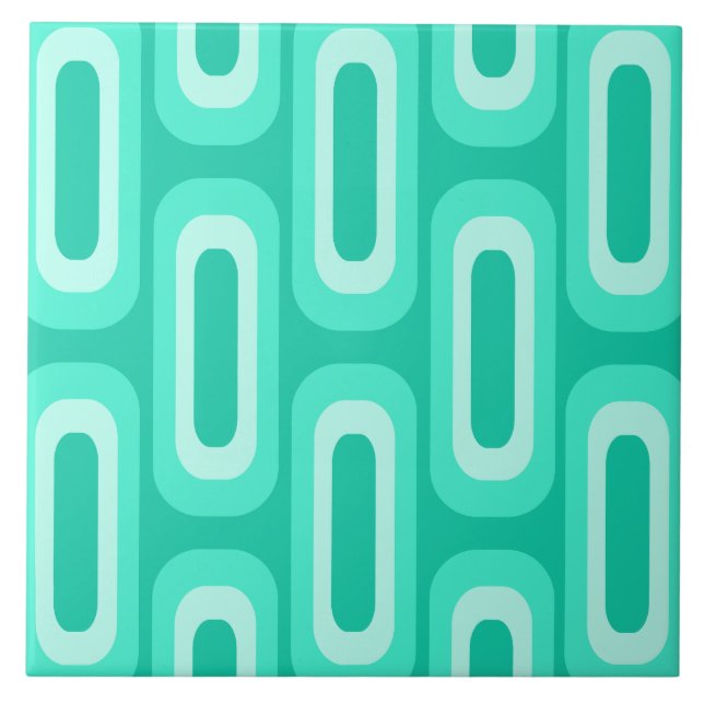 Midcentury Geometric Shapes Turquoise Tile (Front)