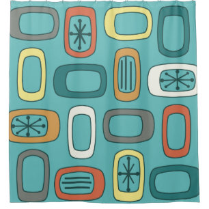 Midcentury MCM Rounded Rectangles Aquamarine