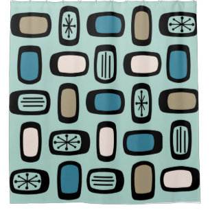 Midcentury MCM Rounded Rectangles Aquamarine