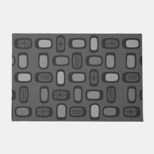 Midcentury MCM Rounded Rectangles Ash Grey Doormat