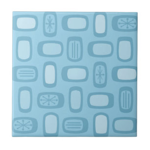Midcentury MCM Rounded Rectangles Baby Blue Tile