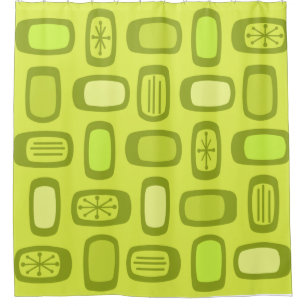 Midcentury MCM Rounded Rectangles Chartreuse