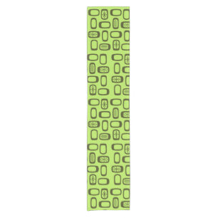Midcentury MCM Rounded Rectangles Chartreuse Short Table Runner