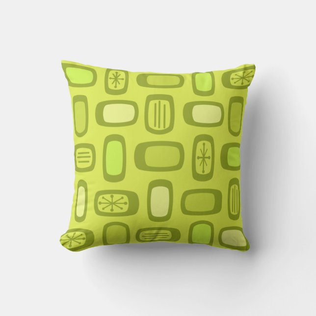 Midcentury MCM Rounded Rectangles Chartreuse Throw Pillow (Front)